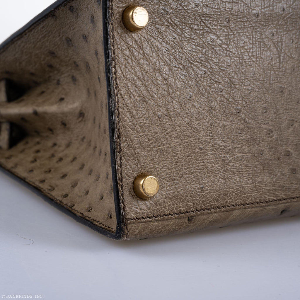 Hermes Kelly 28 Sellier Mousse Ostrich Gold Hardware