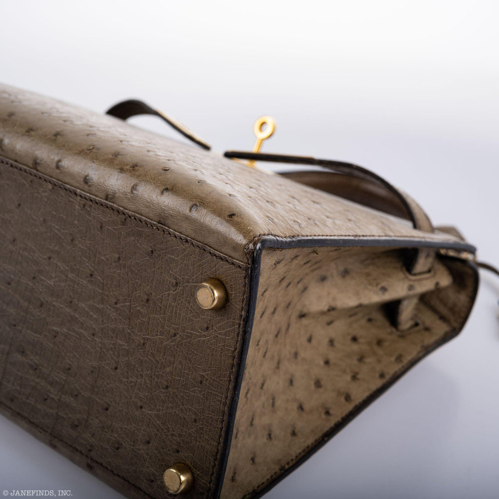 Hermes Kelly 28 Sellier Mousse Ostrich Gold Hardware