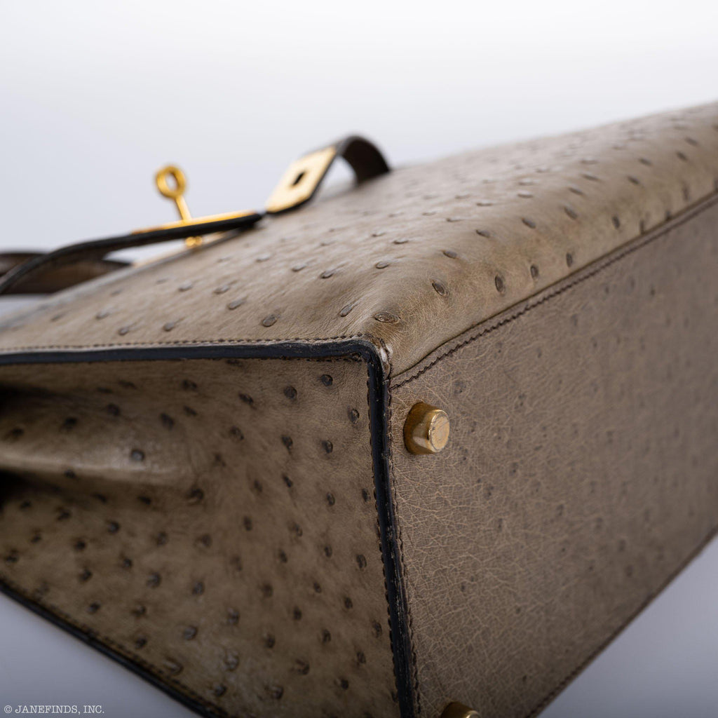 Hermes Kelly 28 Sellier Mousse Ostrich Gold Hardware