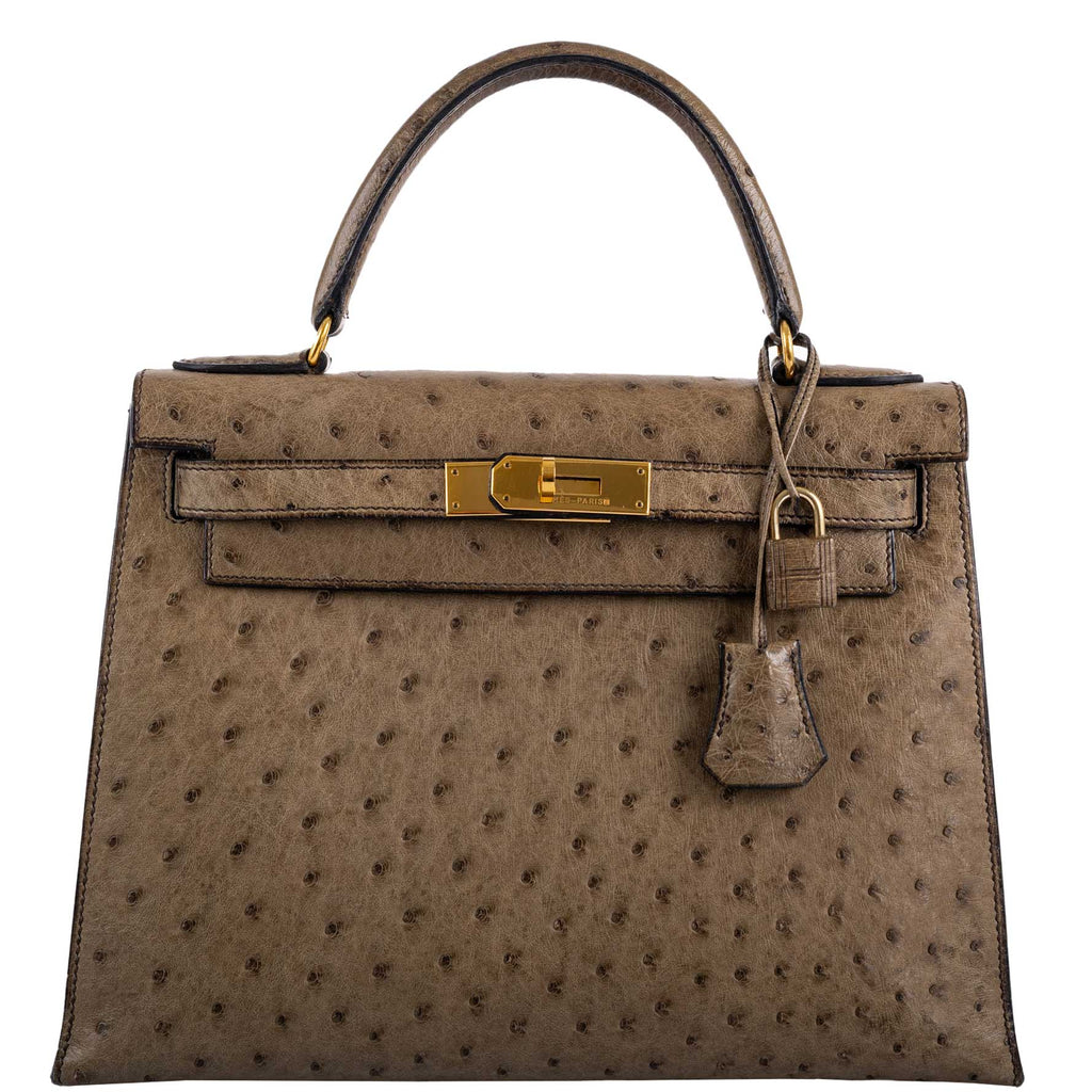 Hermes Kelly 28 Sellier Mousse Ostrich Gold Hardware