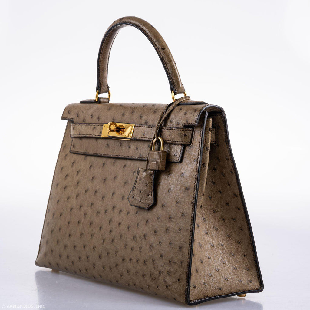 Hermes Kelly 28 Sellier Mousse Ostrich Gold Hardware