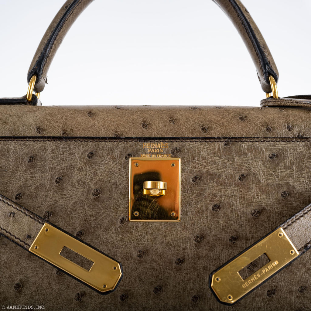 Hermes Kelly 28 Sellier Mousse Ostrich Gold Hardware