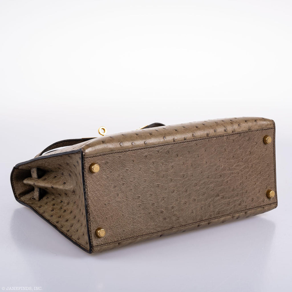 Hermes Kelly 28 Sellier Mousse Ostrich Gold Hardware
