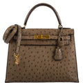 Hermes Kelly 28 Sellier Mousse Ostrich Gold Hardware