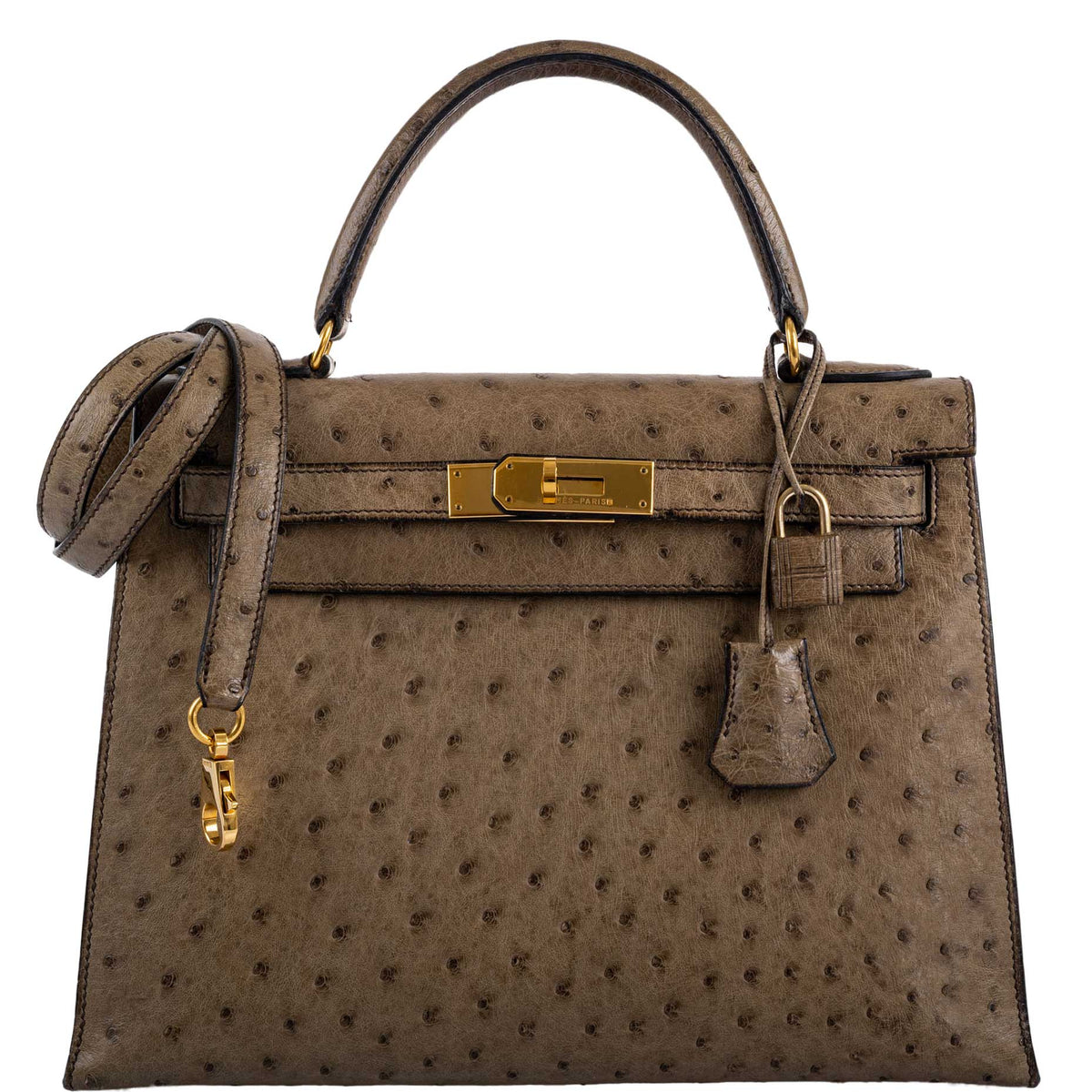 Hermes Kelly 28 Sellier Mousse Ostrich Gold Hardware