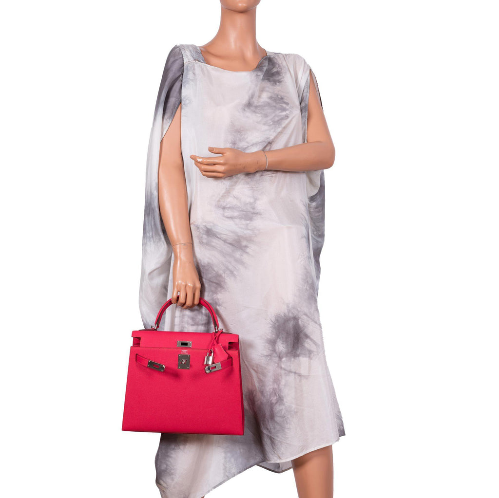 Hermes Kelly 28 Sellier Rose Extreme Epsom leather Palladium Hardware