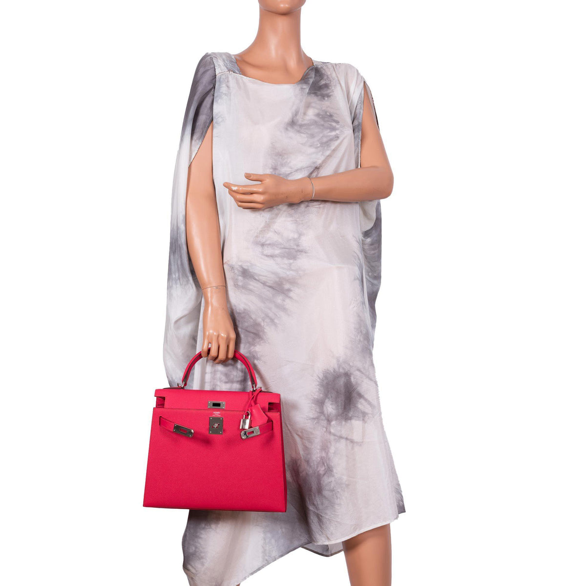 Hermes Kelly 28 Sellier Rose Extreme Epsom leather Palladium Hardware