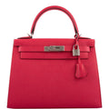 Hermes Kelly 28 Sellier Rose Extreme Epsom leather Palladium Hardware