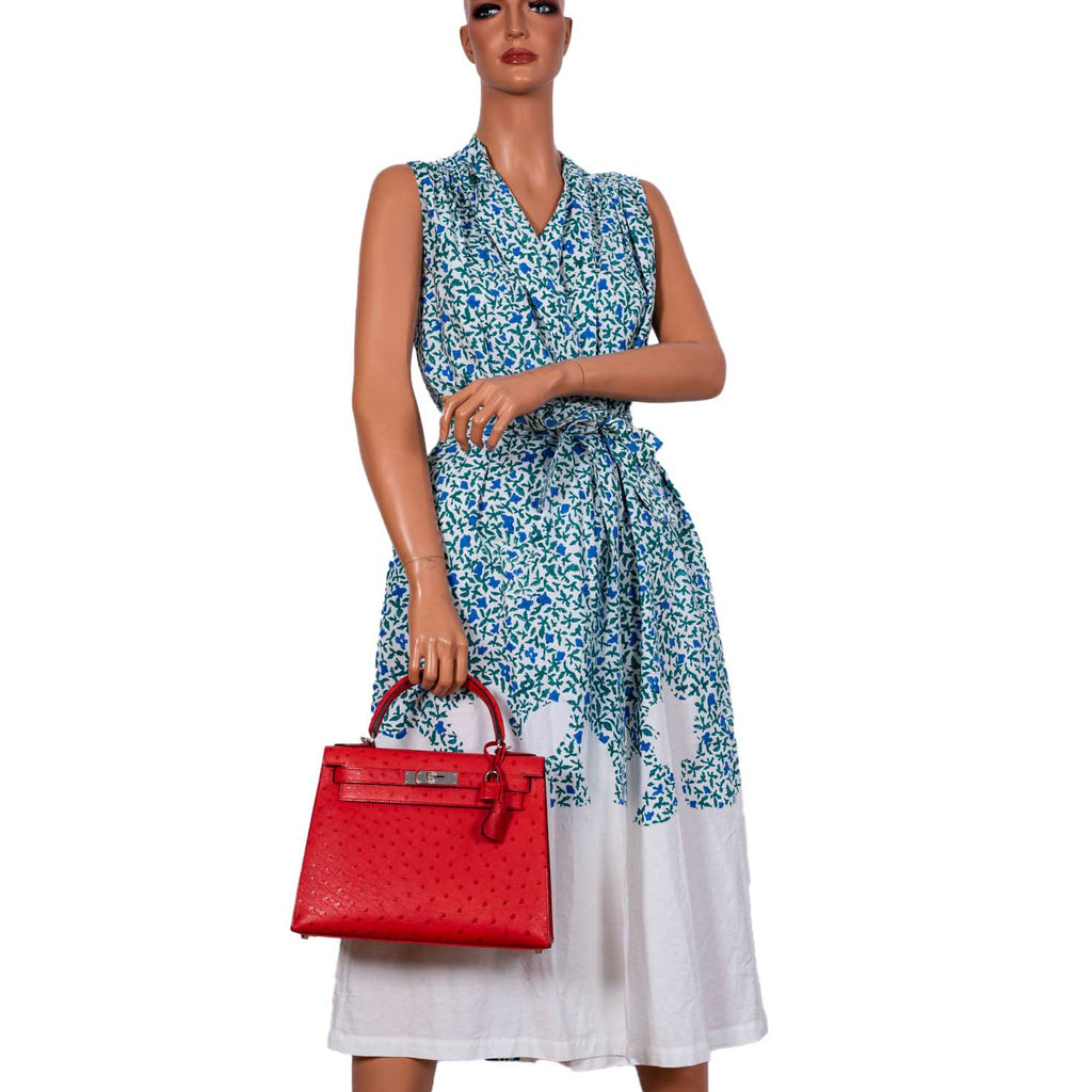 Hermes Kelly 28 Sellier Rouge Vif Ostrich with Palladium Hardware