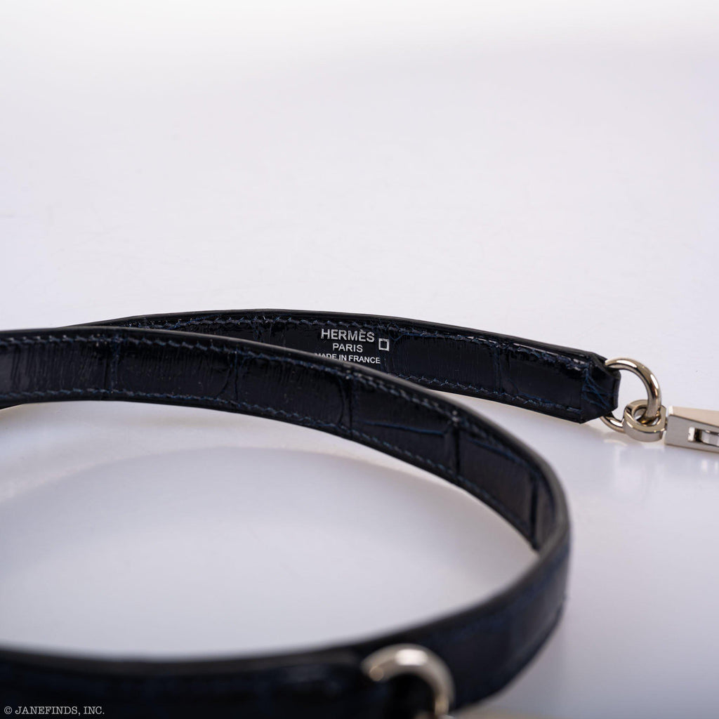 Hermes Kelly 28 Sellier Verso Blue Marine Nilo Crocodile & Rose Scheherazade Palladium Hardware