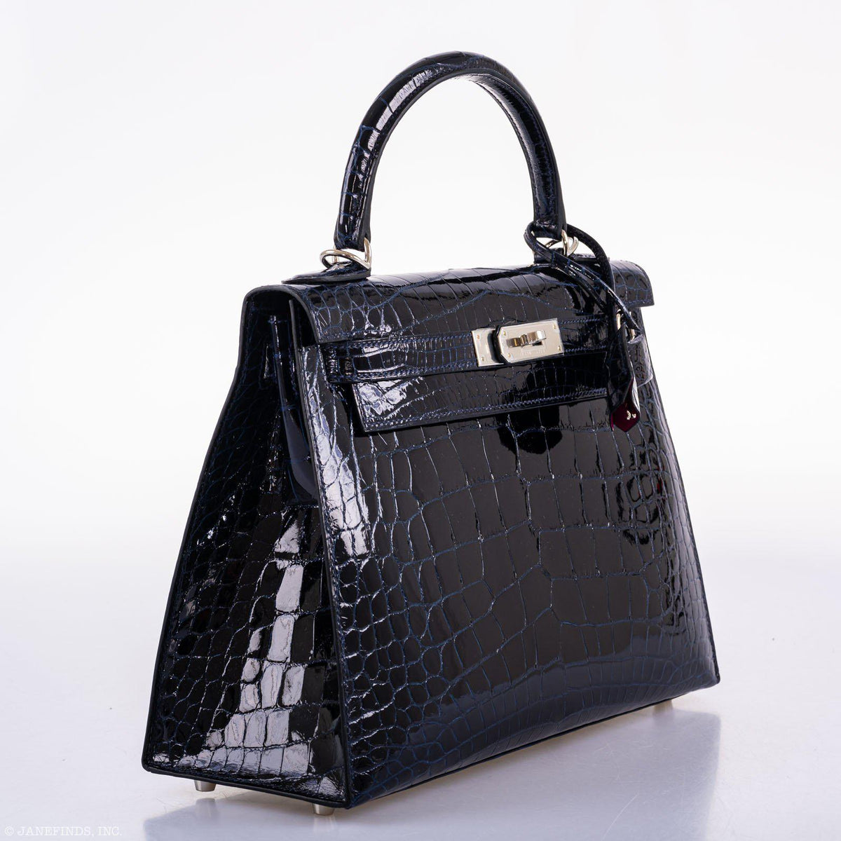 Hermes Kelly 28 Sellier Verso Blue Marine Nilo Crocodile & Rose Scheherazade Palladium Hardware