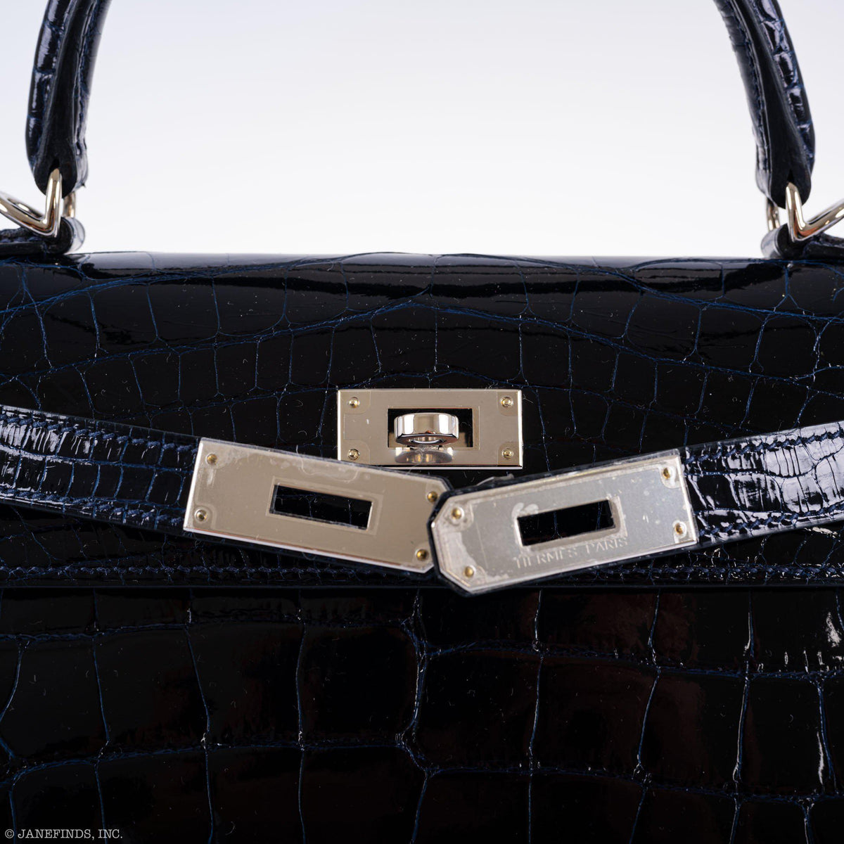 Hermes Kelly 28 Sellier Verso Blue Marine Nilo Crocodile & Rose Scheherazade Palladium Hardware