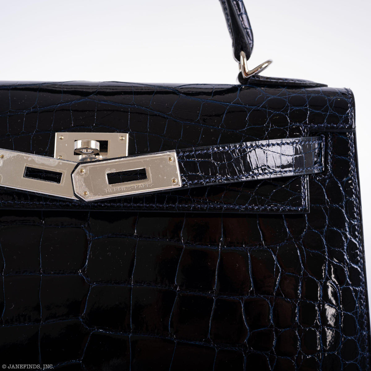 Hermes Kelly 28 Sellier Verso Blue Marine Nilo Crocodile & Rose Scheherazade Palladium Hardware