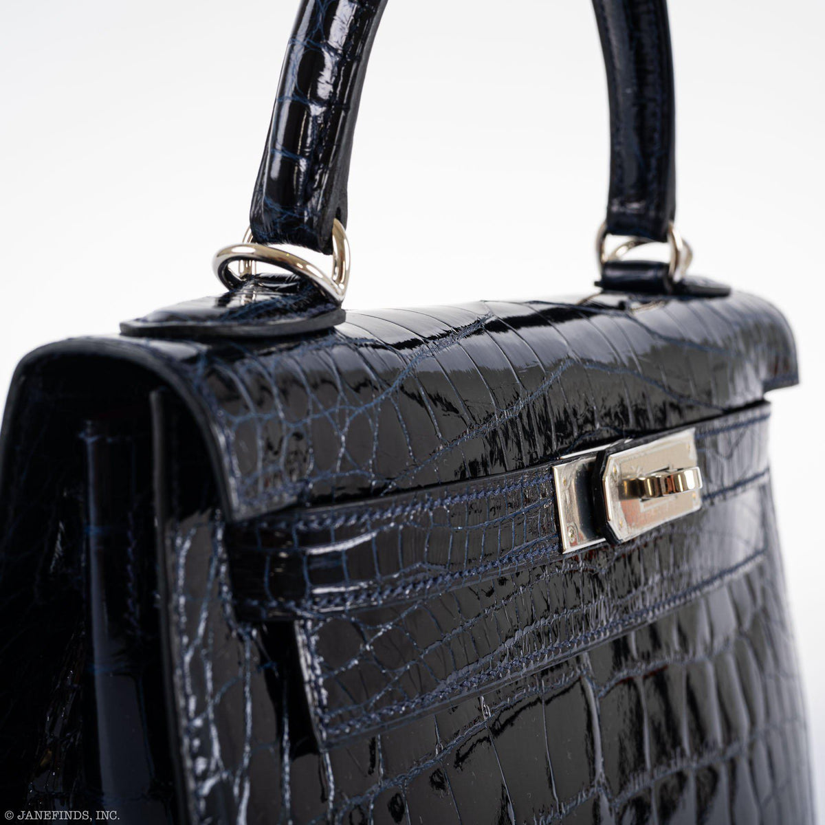 Hermes Kelly 28 Sellier Verso Blue Marine Nilo Crocodile & Rose Scheherazade Palladium Hardware