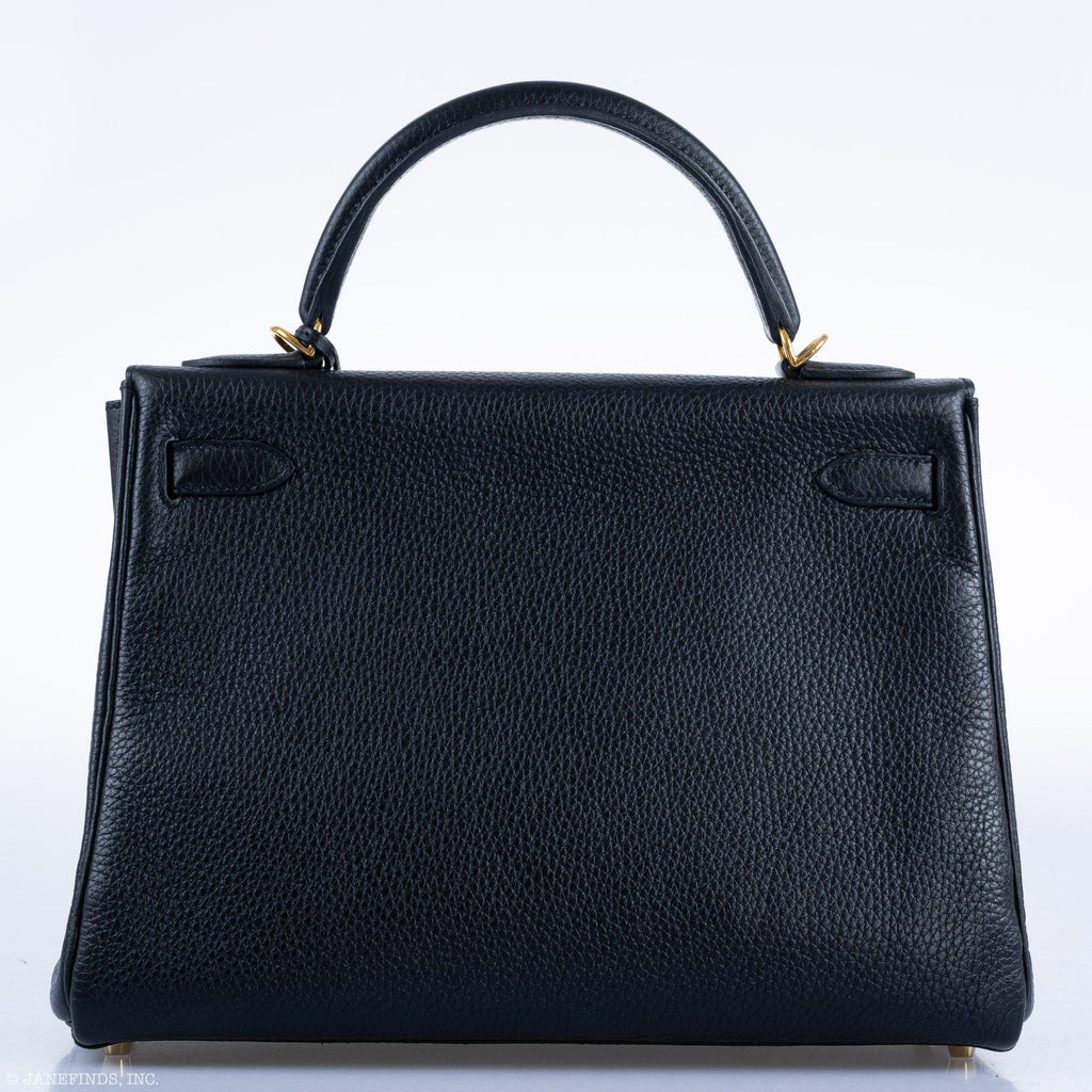 Hermes Kelly 32 Black Togo Gold Hardware