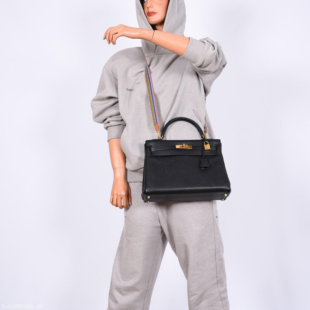 Hermes Kelly 32 Black Togo Gold Hardware