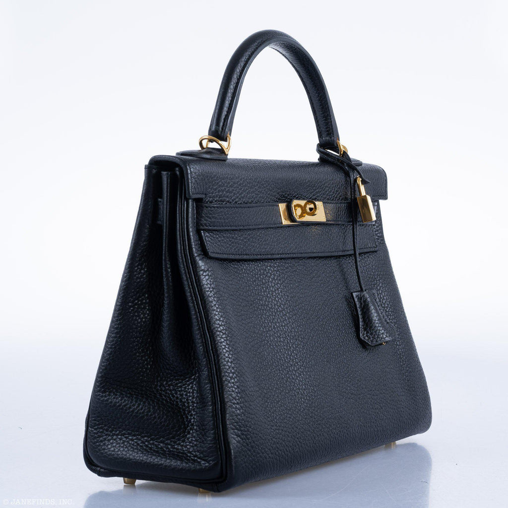 Hermes Kelly 32 Black Togo Gold Hardware