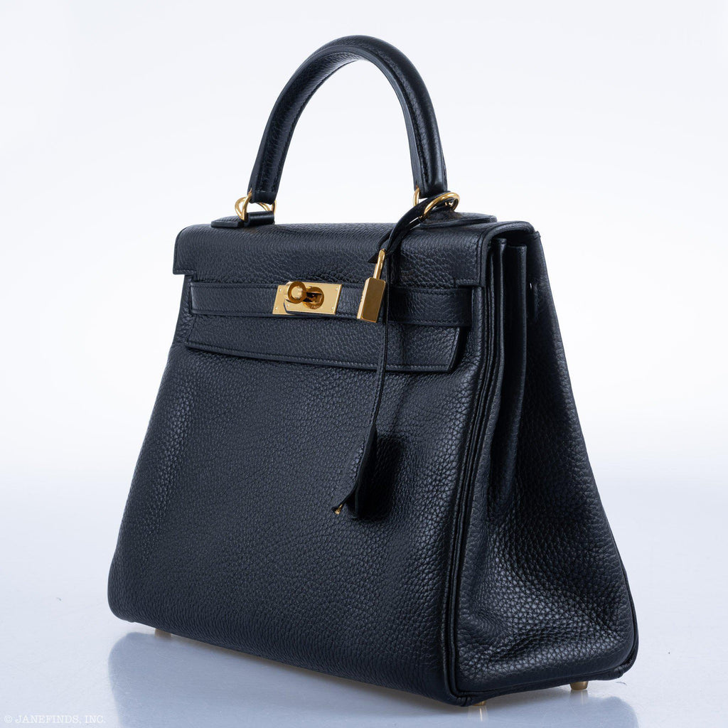 Hermes Kelly 32 Black Togo Gold Hardware