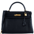 Hermes Kelly 32 Black Togo Gold Hardware