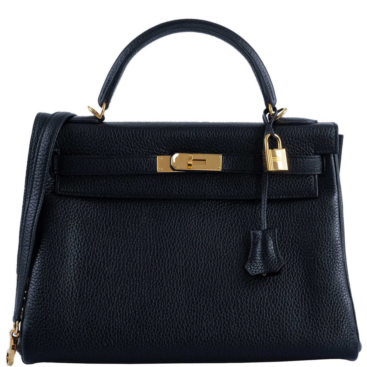 Hermes Kelly 32 Black Togo Gold Hardware