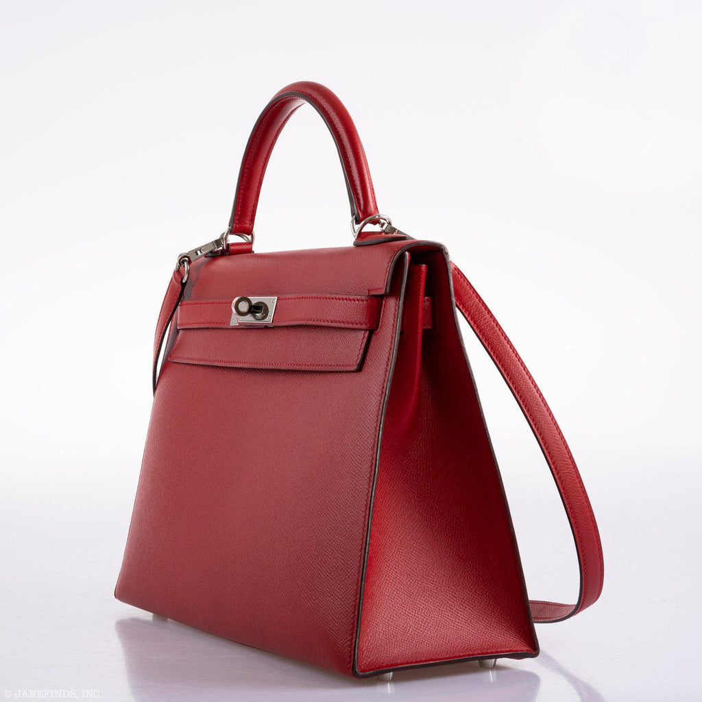 Hermes Kelly 32 Rouge Casaque Epsom leather Palladium Hardware