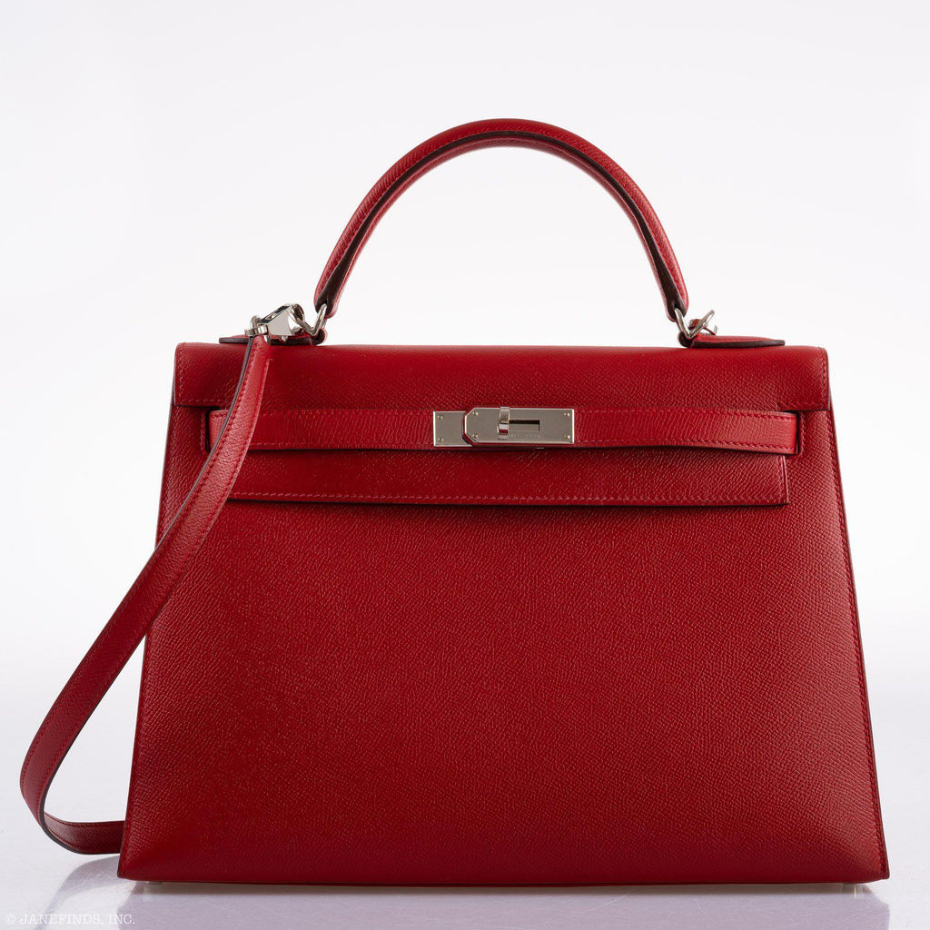 Hermes Kelly 32 Rouge Casaque Epsom leather Palladium Hardware