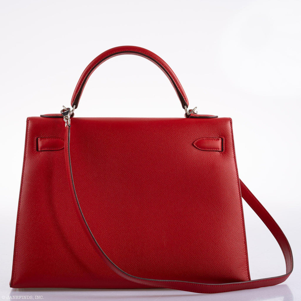 Hermes Kelly 32 Rouge Casaque Epsom leather Palladium Hardware