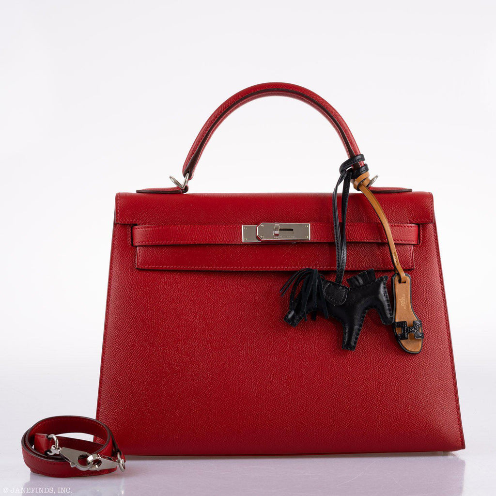 Hermes Kelly 32 Rouge Casaque Epsom leather Palladium Hardware