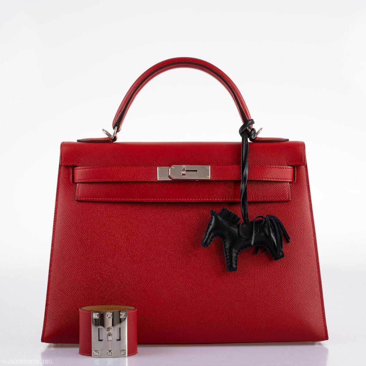 Hermes Kelly 32 Rouge Casaque Epsom leather Palladium Hardware