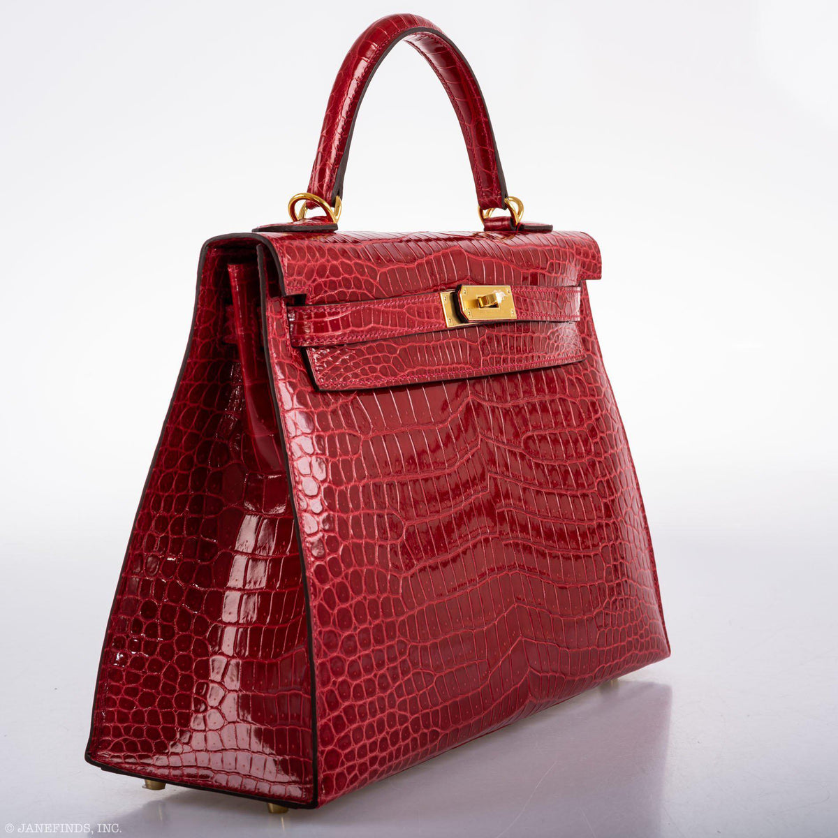Hermes Kelly 32 Sellier Braise Porosus Crocodile Gold Hardware