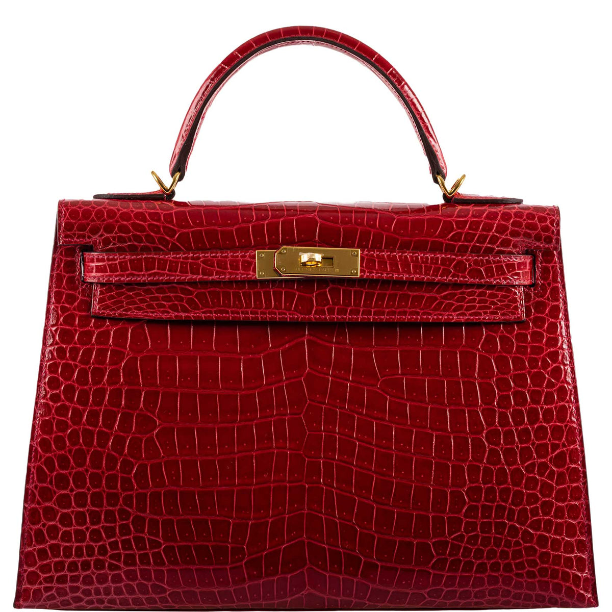 Hermes Kelly 32 Sellier Braise Porosus Crocodile Gold Hardware