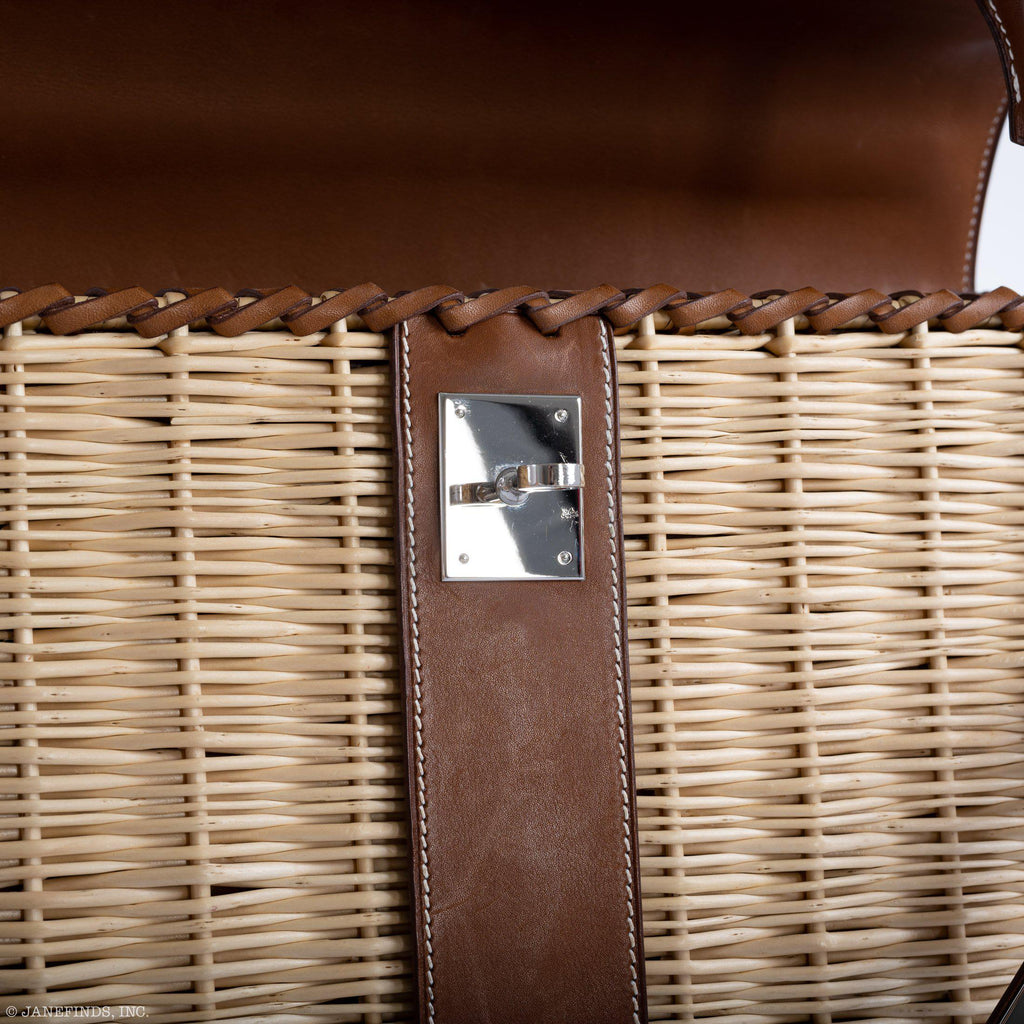 Hermes Kelly 35 Picnic, Wicker & Barenia leather Palladium Hardware