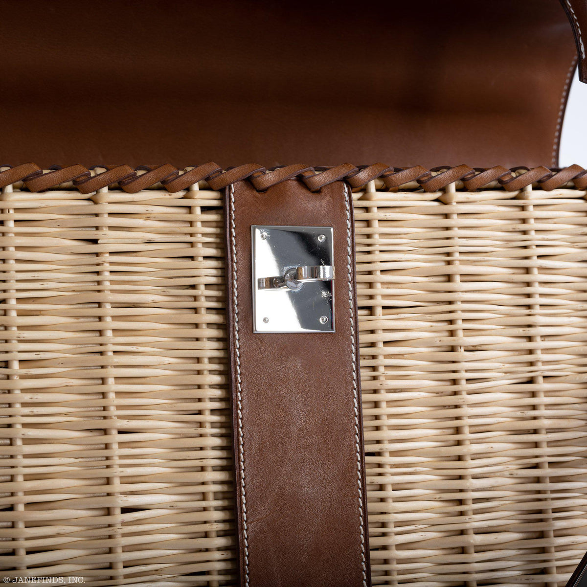 Hermes Kelly 35 Picnic, Wicker & Barenia leather Palladium Hardware