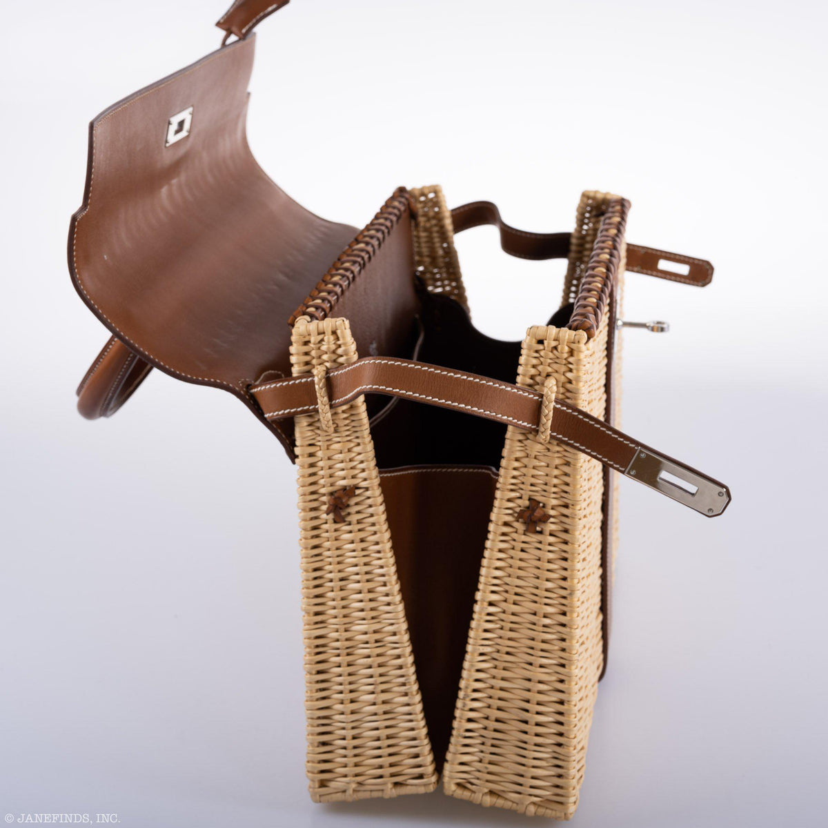 Hermes Kelly 35 Picnic, Wicker & Barenia leather Palladium Hardware