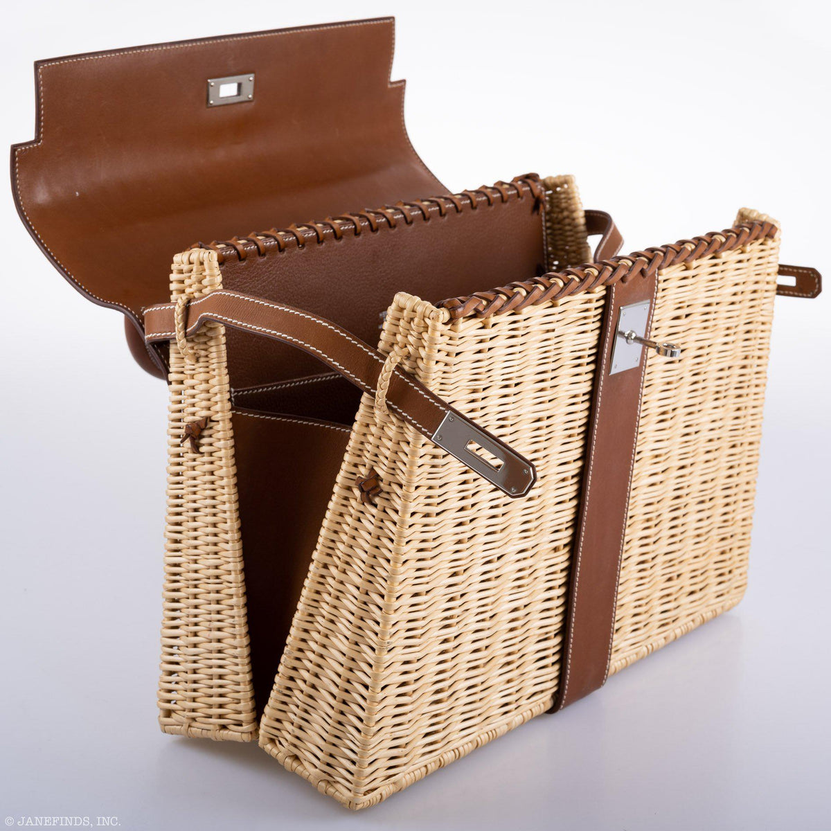 Hermes Kelly 35 Picnic, Wicker & Barenia leather Palladium Hardware
