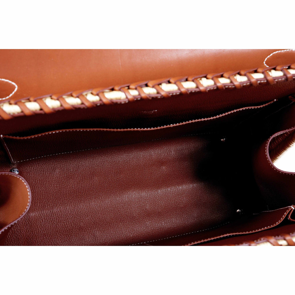 Hermes Kelly 35 Picnic, Wicker & Barenia leather Palladium Hardware