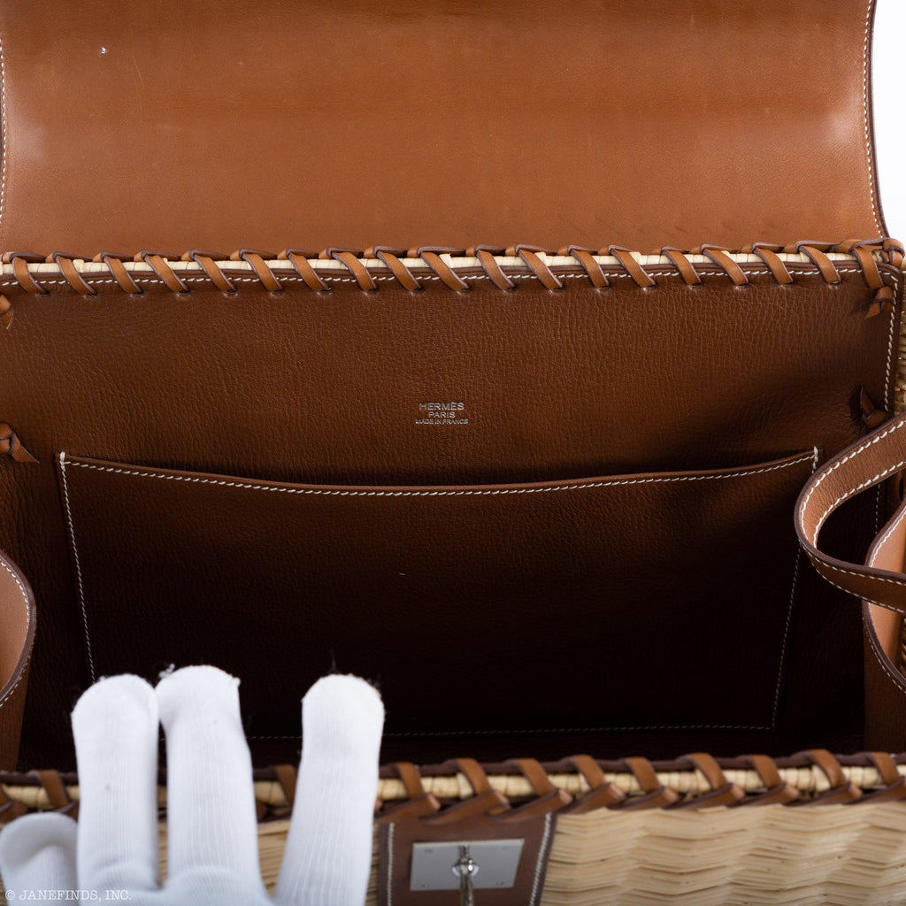 Hermes Kelly 35 Picnic, Wicker & Barenia leather Palladium Hardware