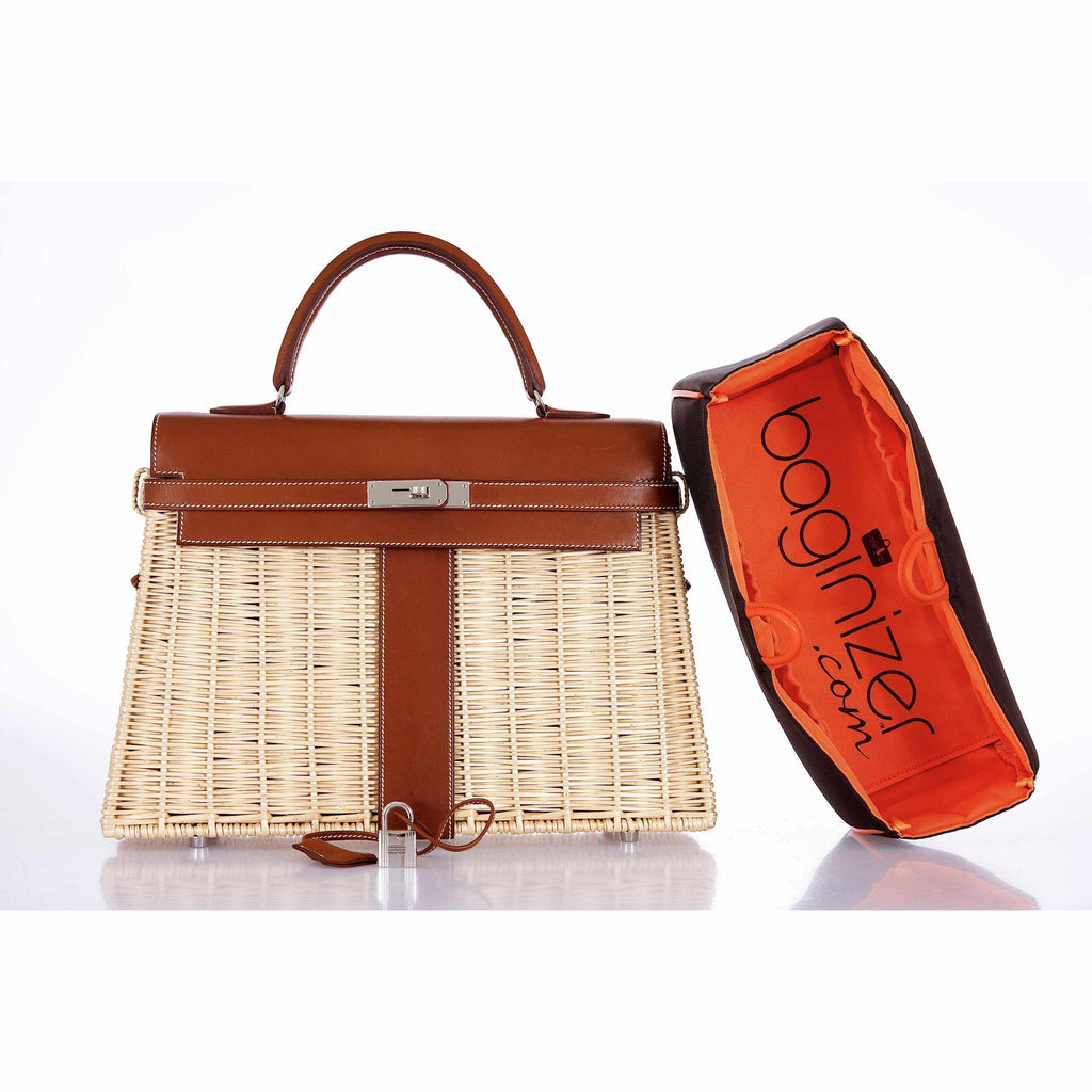 Hermes Kelly 35 Picnic, Wicker & Barenia leather Palladium Hardware