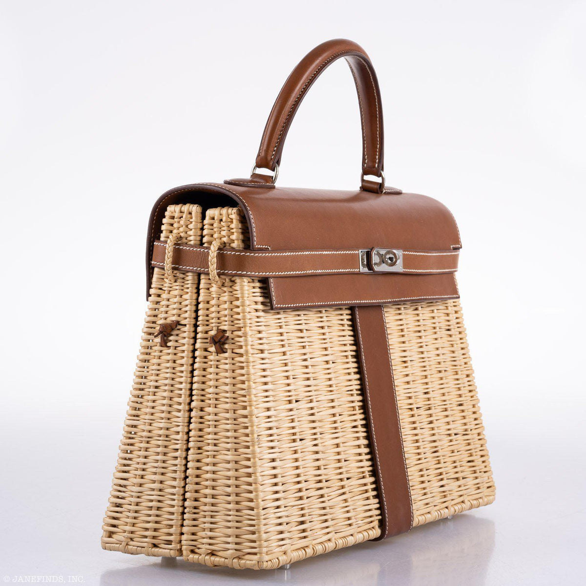 Hermes Kelly 35 Picnic, Wicker & Barenia leather Palladium Hardware