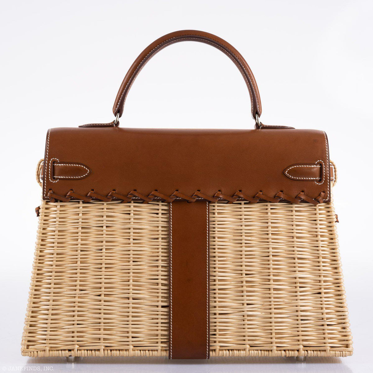 Hermes Kelly 35 Picnic, Wicker & Barenia leather Palladium Hardware