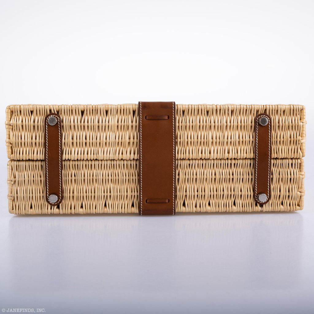 Hermes Kelly 35 Picnic, Wicker & Barenia leather Palladium Hardware