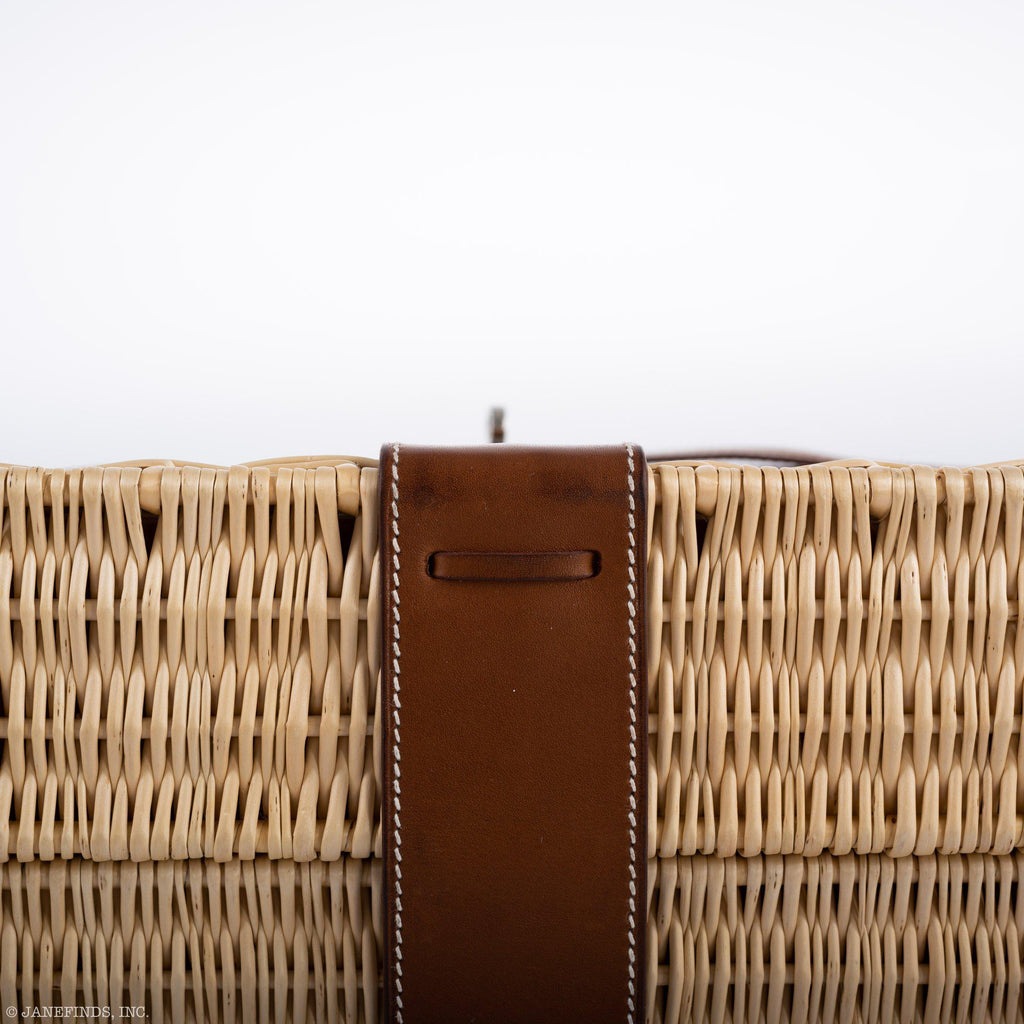 Hermes Kelly 35 Picnic, Wicker & Barenia leather Palladium Hardware