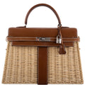 Hermes Kelly 35 Picnic, Wicker & Barenia leather Palladium Hardware