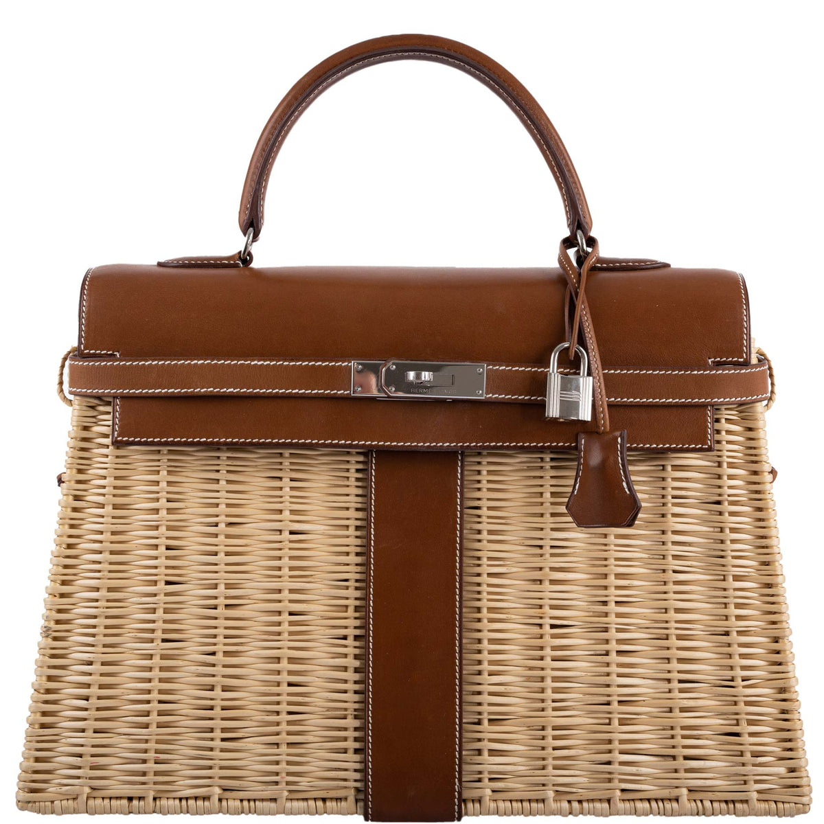 Hermes Kelly 35 Picnic, Wicker & Barenia leather Palladium Hardware