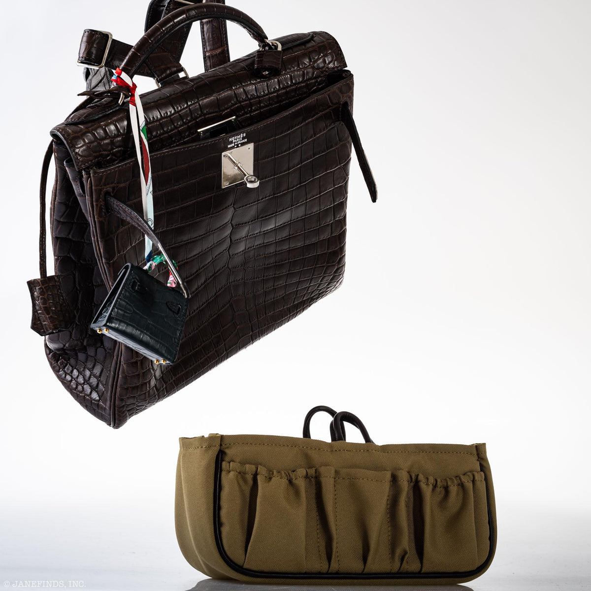 Hermes Kelly Ado 27 Matte Havane Nilo Crocodile with Palladium Hardware