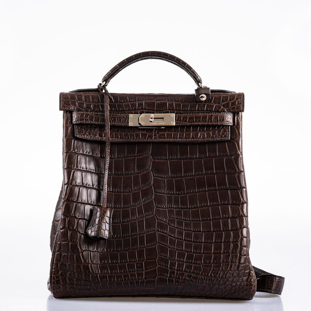 Hermes Kelly Ado 27 Matte Havane Nilo Crocodile with Palladium Hardware
