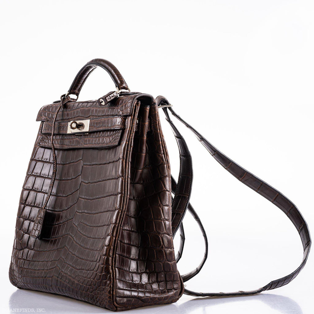 Hermes Kelly Ado 27 Matte Havane Nilo Crocodile with Palladium Hardware