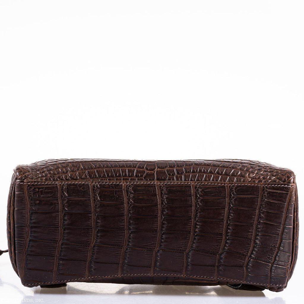 Hermes Kelly Ado 27 Matte Havane Nilo Crocodile with Palladium Hardware