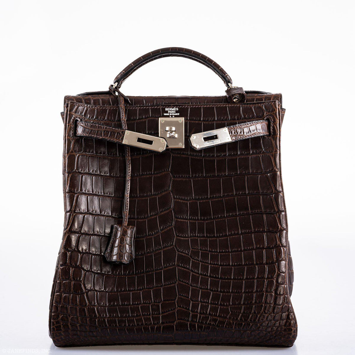 Hermes Kelly Ado 27 Matte Havane Nilo Crocodile with Palladium Hardware
