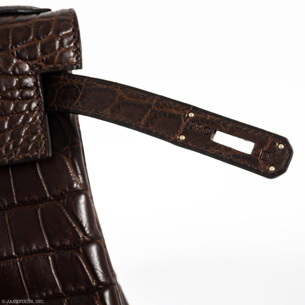 Hermes Kelly Ado 27 Matte Havane Nilo Crocodile with Palladium Hardware